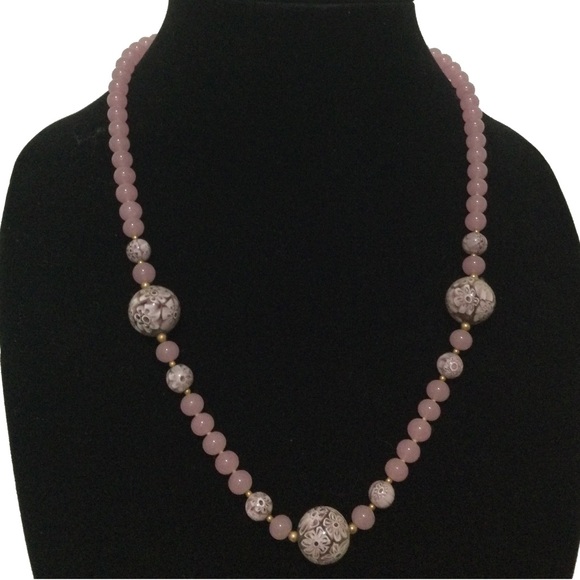 Pink Translucent Venetian Beads with Mauve Millefiori - Picture 4 of 5